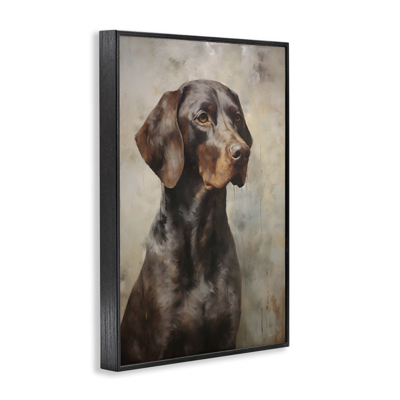 «Brown Labrador Visage», estampe numérique par Petal Prints Design, Giclée encadrée noir minuit, H 24 po x l 16 po
