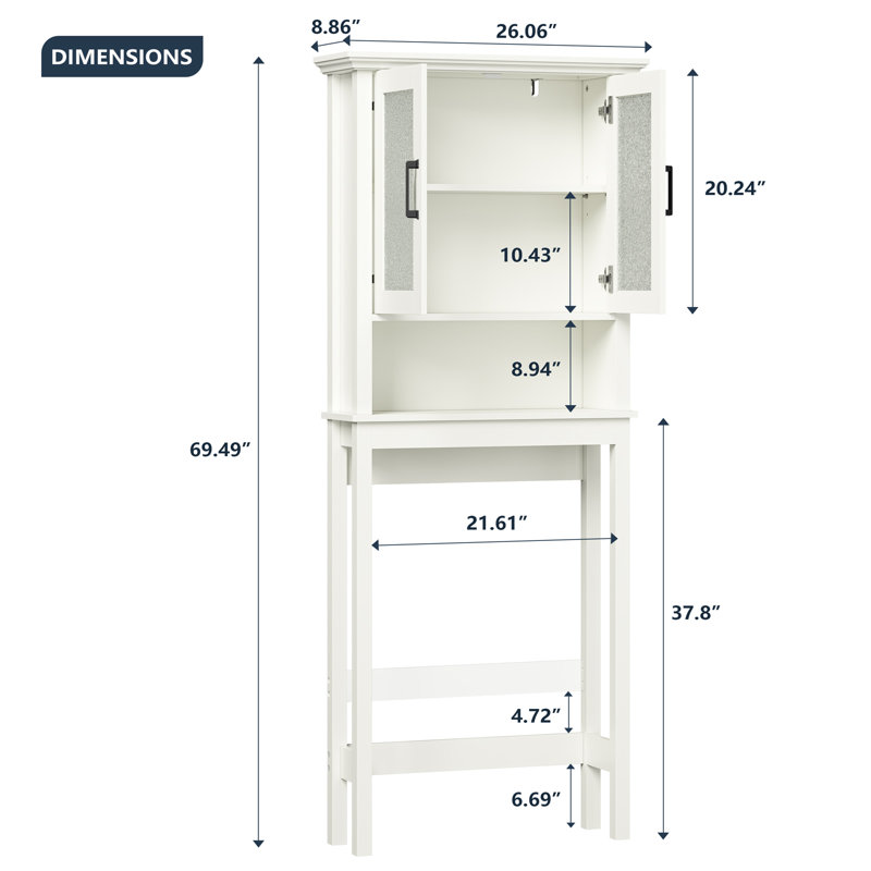 Delacour Drill / Screw Over The Toilet Storage, White