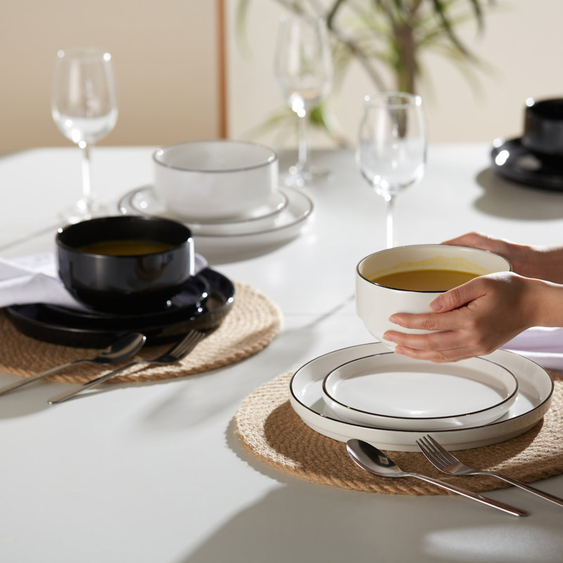  Dinnerware Set, 12 Piece Service For 4, Ceramic, French, French