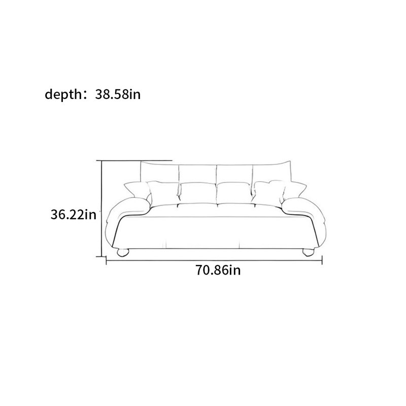 Mid Ancient Style Cream Straight Sofa