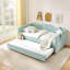 Lit de jour moderne, lit de jour rembourré équipé d'une base de lit gigogne escamotable et d'une poche de rangement latérale, canapé-lit multifonctionnel pour chambre à coucher et chambre d'amis-130899495-130899496