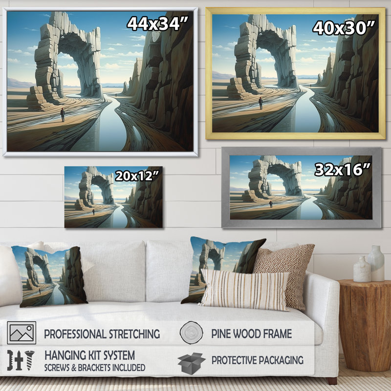 Art mural surréalisme surréalisme, Cadre d'angle fermé noir, H 12 po x l 20 po x P 1 po
