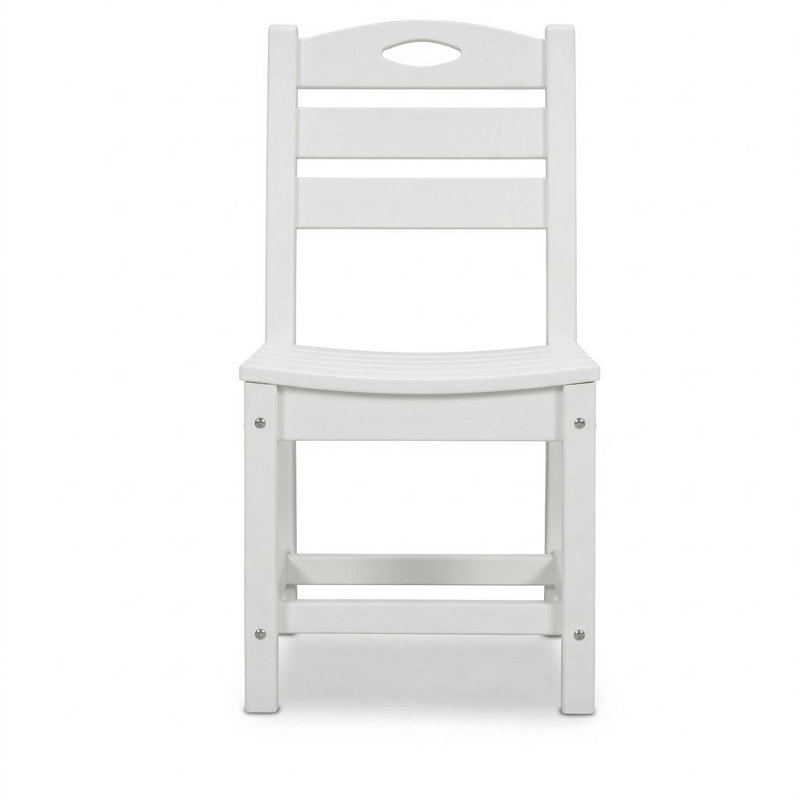 Set Of 2 White HDPE Patio Dining Chairs, White