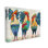 «Bold Patterned Chickens Hens Vivid Feathers debout» par Karrie Evenson - peinture sur toile tendue