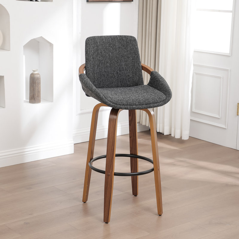 Carruth Swivel Upholstered Counter&Bar Stool, Gray, Bar Stool (30" Seat Height)