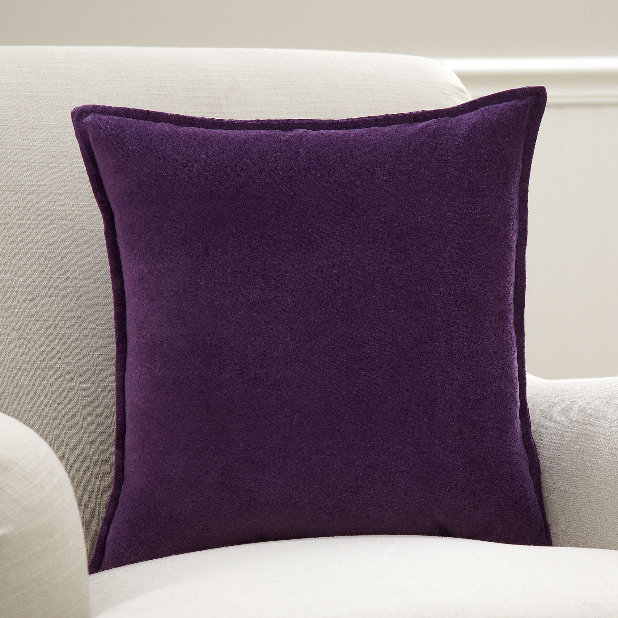 Edgar 100% Cotton Throw Pillow, Purple, Polyester/Polyfill, 18"H x 18"W