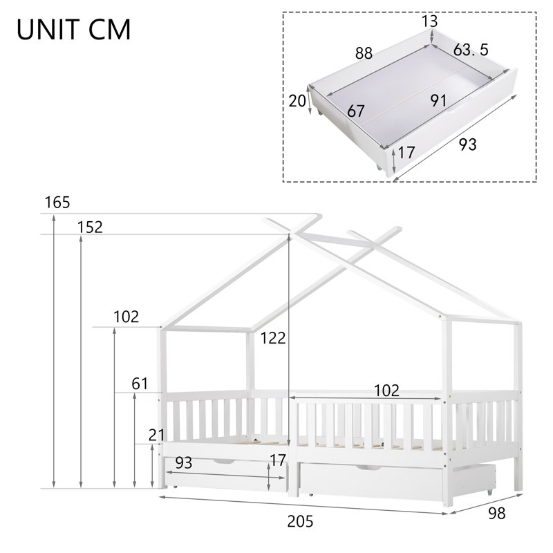 Solid Wood Storage Bed