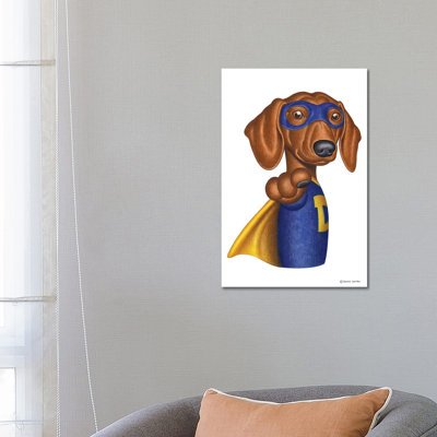 Dachshund Superhero by Danny Gordon - Wrapped Canvas Print