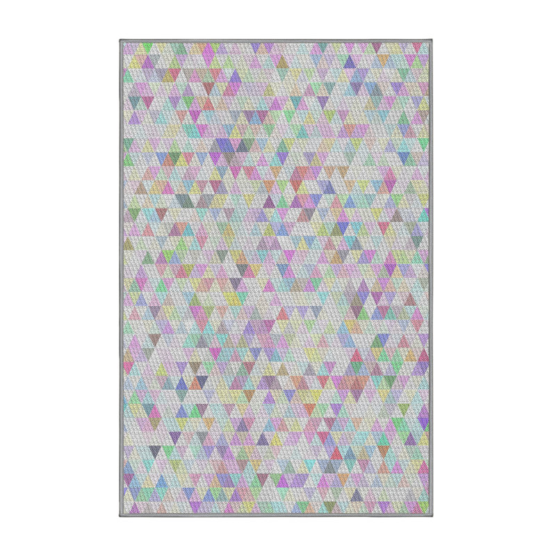 Tapis géométrique vert mer / jaune, Rectangle 8 pi x 10 pi