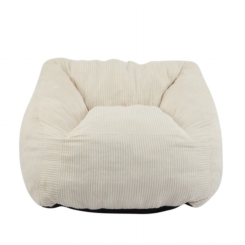 Fauteuil à billes d'intérieur en fausse fourrure beige
