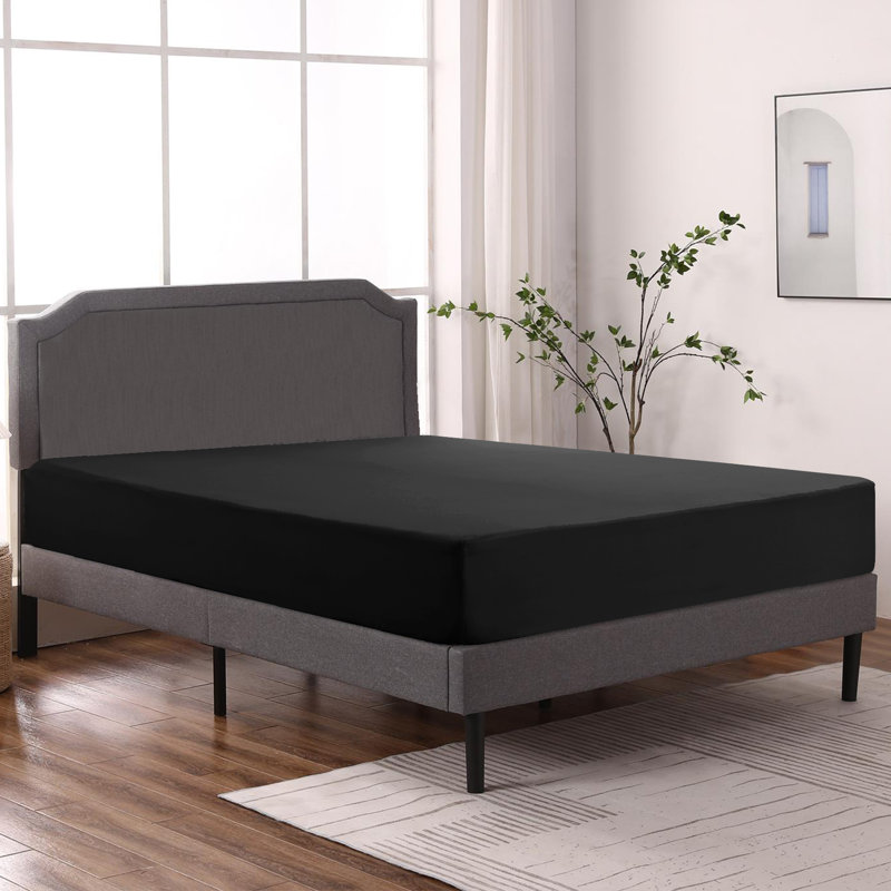 Lux Decor Soft Microfiber Bottom Sheets Upto 16 Inches Deep Pocket Fitted Sheet, Black, Queen