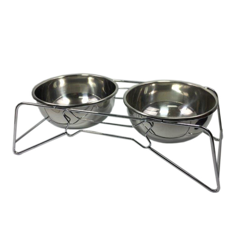 Distributeur de repas en acier inoxydable pour animaux Fixturedisplays® avec support pour nourriture 12216