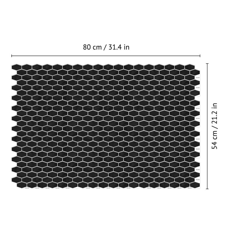 15cm W x 30.5cm L Aluminum Peel and Stick Mosaic Tile, Black