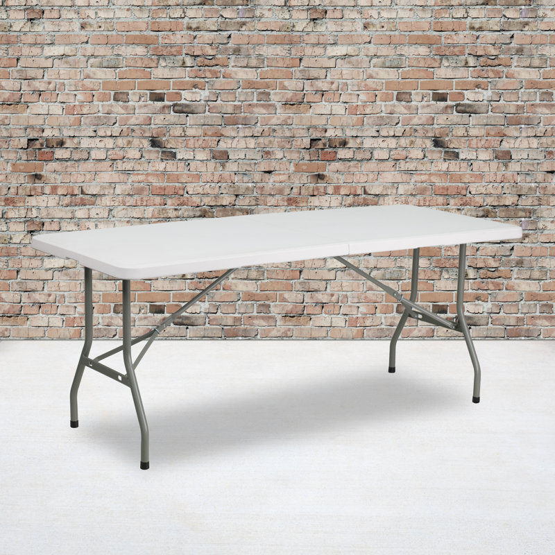 8-Foot Bi-Fold Plastic Banquet and Event Folding Table with Carrying Handle, 29" H x 30" W x 72" D