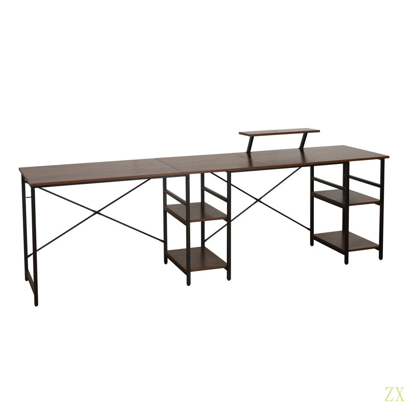 Bureau en L avec tablettes de rangement