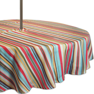 Dominik Striped Polyester Round Tablecloth
