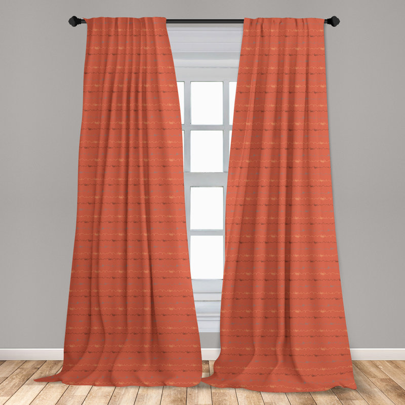 Dark Coral Semi-Sheer Microfiber Rod Pocket Curtains, 28" x 84" Pair
