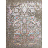Hand Knotted Oriental Area Rug in Brown/Purple/Blue