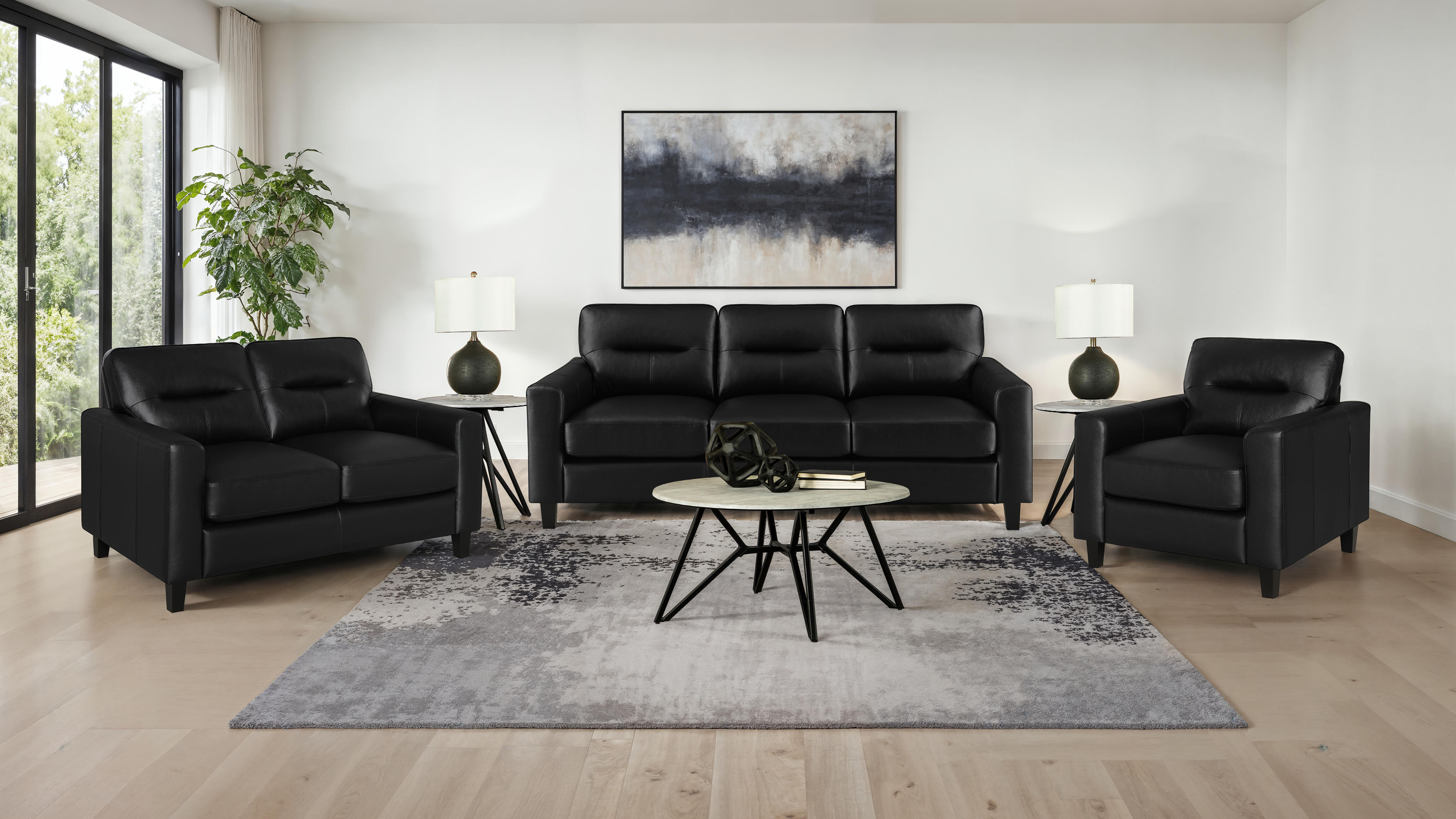 Latitude Run® Hennigan 3-Piece Faux Leather Upholstered Sofa Set ...