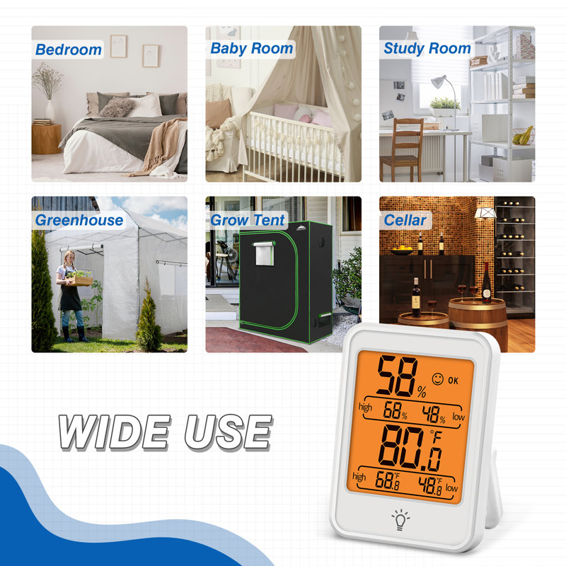 2 Pack Digital Hygrometer Indoor Thermometer Humidity Gauge With Temperature Humidity Monitor