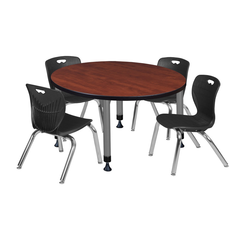Ensemble de table de salle à manger et de chaises 12 po Kee, H 34 po x L 42 po x l 42 po, Noir, Cerisier