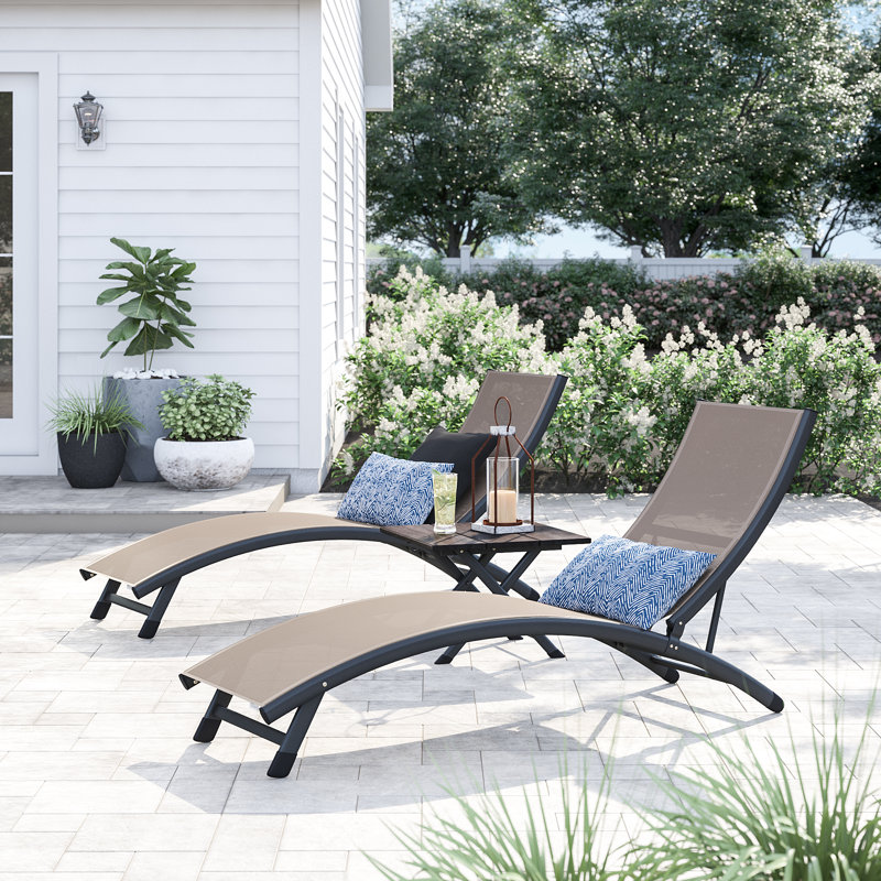 Ensemble de chaises longues avec table Bontang, Macchiato