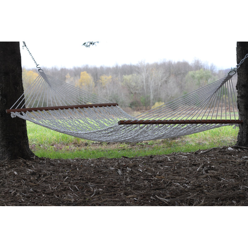 White Polyester Rope Double Hammock with Spreader Bars