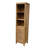 Recycled Teak Wood Louvre Cabinet with 3 Open Shelves and Louvered Door, 78.7" H x 19.6" W