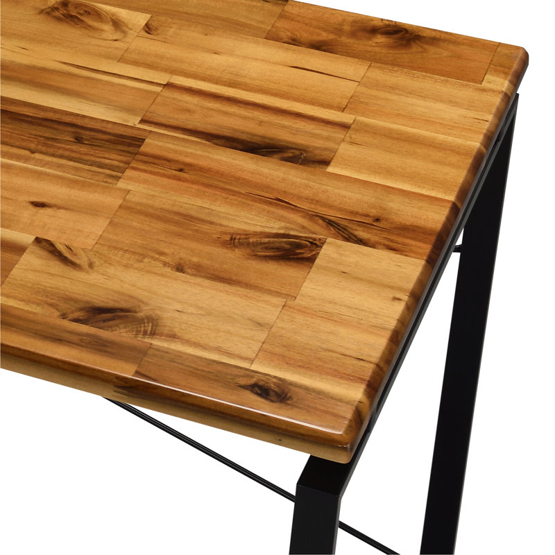 Plateau en bois massif, style industriel, bureau, structure en métal, classeur en bois, roulettes, écriture en chêne, mode, finition traîneau, bibliothèque de bureau