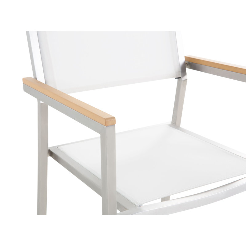 Faggion Stacking Patio Dining Armchair with Cushion, White