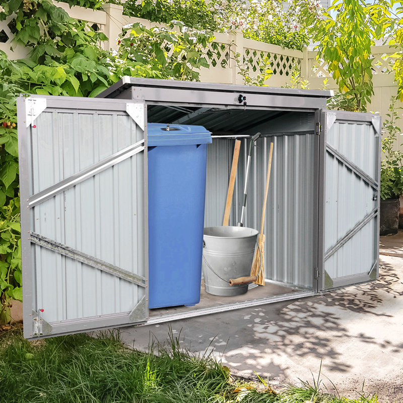 Remise de rangement, la poubelle peut contenir 2 poubelles en métal pour le rangement des ordures, acier inoxydable galvanisé, remise pour la pelouse du jardin