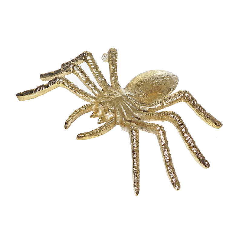 Décoration araignée dorée petite, H 4,5 po x l 13,75 po x P 10 po