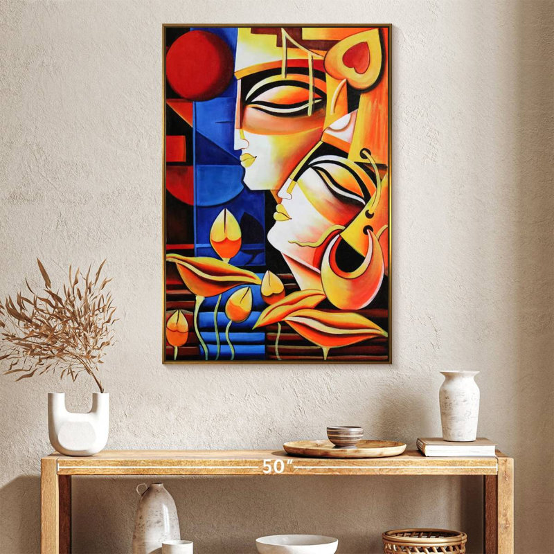 Krishna Abstract, 27" x 40", Floating Frame Gold