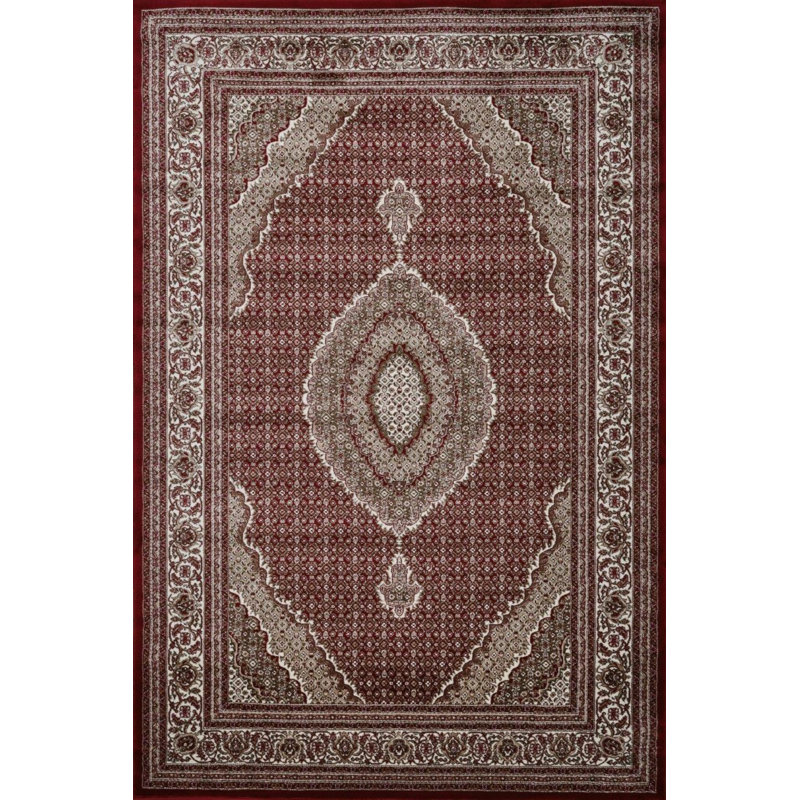 Sutphin Collection Border Transitional Area Rug, Red, Rectangle 5' x 8'