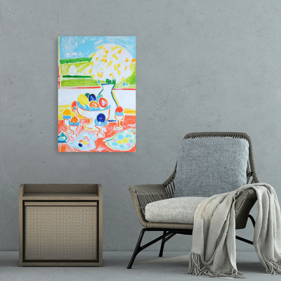 Colorful Easter Table Colorful Vibrant Abstract Landscape Nature Wall Art Print 1 Piece Wrapped Canvas Wall Art