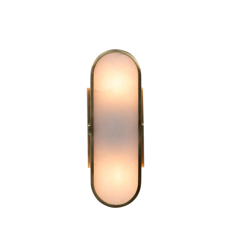 Nicollet Alabaster Brushed Antique Brass Wall Sconce - 3 In. D X 14.5 In. H