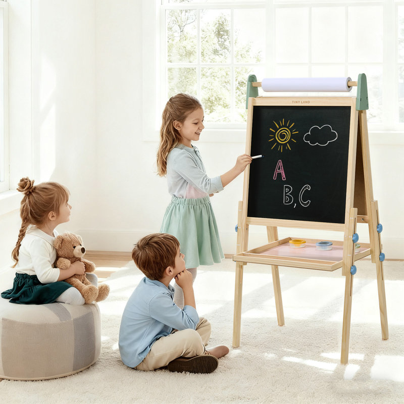 Chevalet d'art 3 en 1 Tiny Land® pour enfants et ensemble de rouleaux de papier