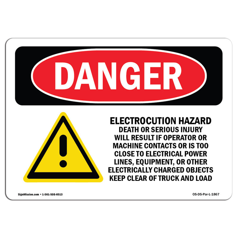 Panneau de danger pour grue électrique, H 12 po x l 18 po x P 0,1 po