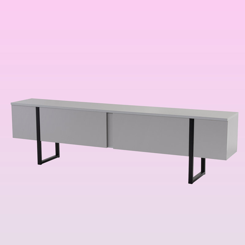 Modern Industrial TV Stand, Grey & Black, 70.9 x 19.7 x 11.8 inches | 100% Melamine Coated Particle Board, Thickness: 0.7 inches | Stylish & Functional Design for Living Room, Entertainment Center Storage