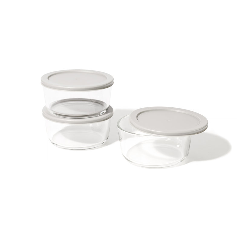 Contenant alimentaire en verre pour cuisine 6 pièces (4 tasses / 32 oz), Gris