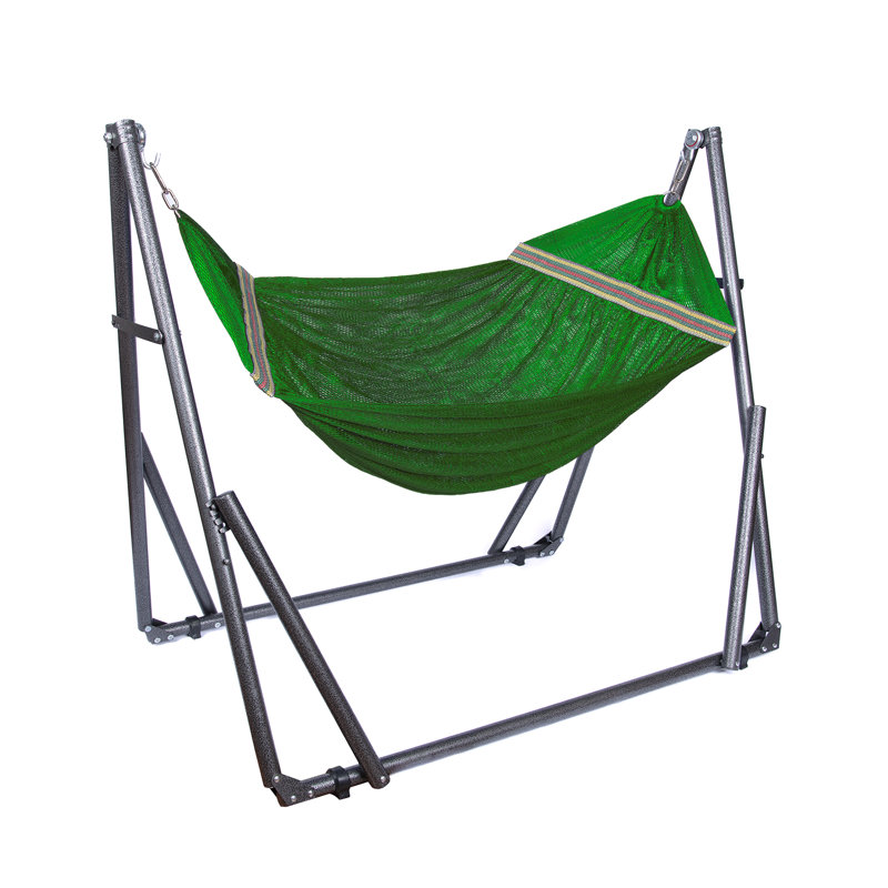 Green Polyester 2-in-1 Hammock and Swing Chair with Steel Stand