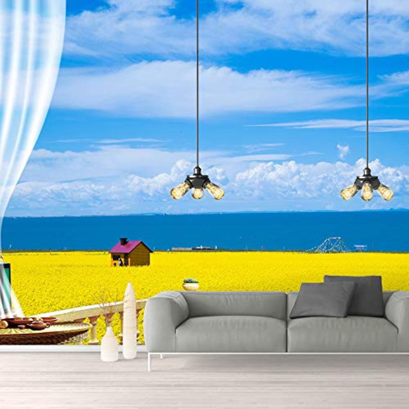 Murale vue naturelle de faux balcon, L 66 po x l 96 po