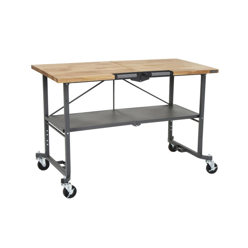 SmartFold Portable Workbench/Folding Utility Table, Light Brown/Black