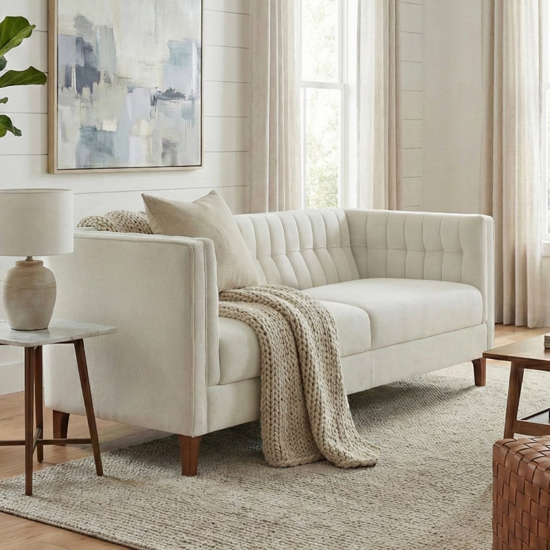 Canapés modernes confortables, canapé-pieds en bois de chenille de 76 pouces pour la maison