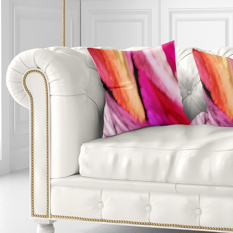 Red Vibrant Brushstrokes - Coussin imprimé abstrait, 18 po x 18 po, Coussin décoratif