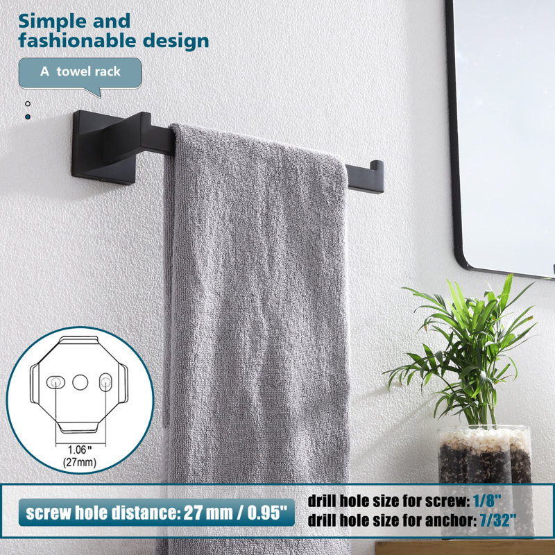 Support mural pour salle de bain, Noir mat