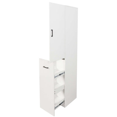Grand garde-manger autoportant avec tablettes coulissantes à 3 niveaux pour des solutions de rangement polyvalentes.