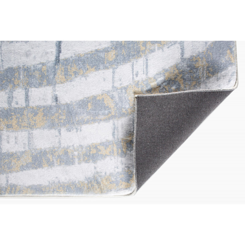 Tapis gris à motif abstrait Dhurrie