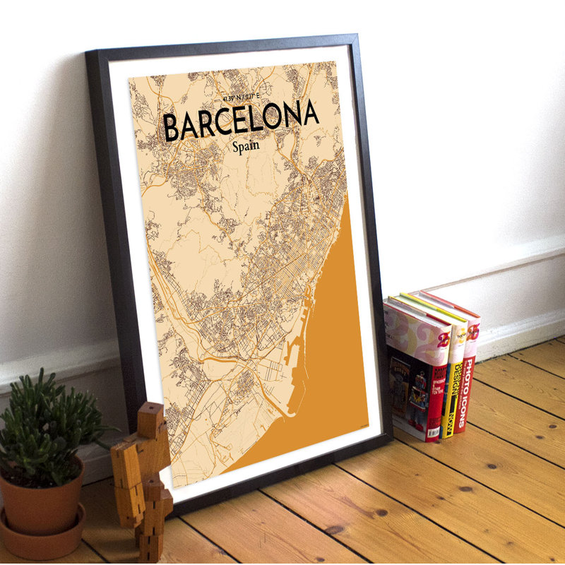 Barcelona City Map - No Frame Print, 43cm H x 28cm W x 0.13cm D