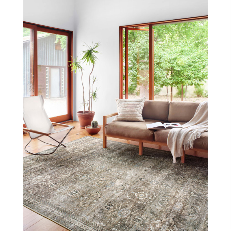 Tapis oriental Sim / Moss, Rectangle 3 pi 6 po x 5 pi 6 po